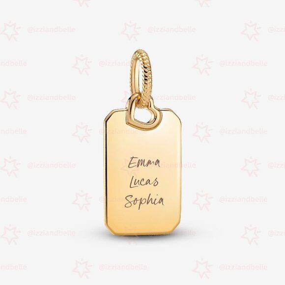 Pandora Engravable Rectangle Tag Pendant - Picture 2 of 6